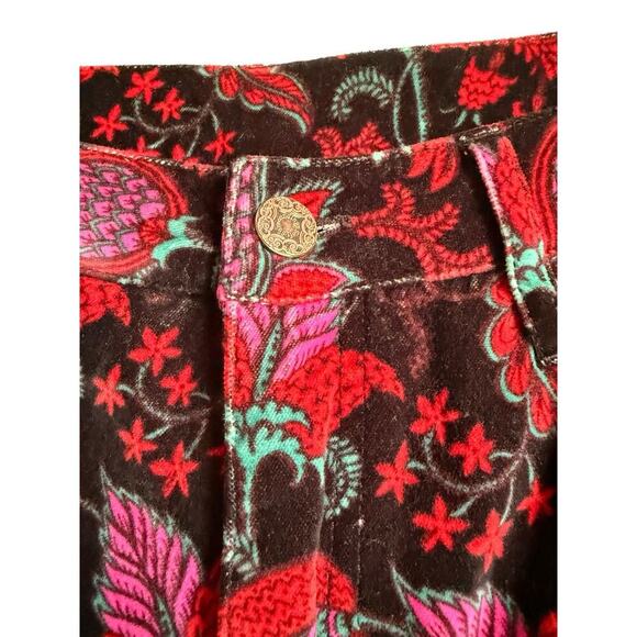 Soft Surroundings Sz 12 Velvet Skinny Pants Floral Party - Picture 6 of 10